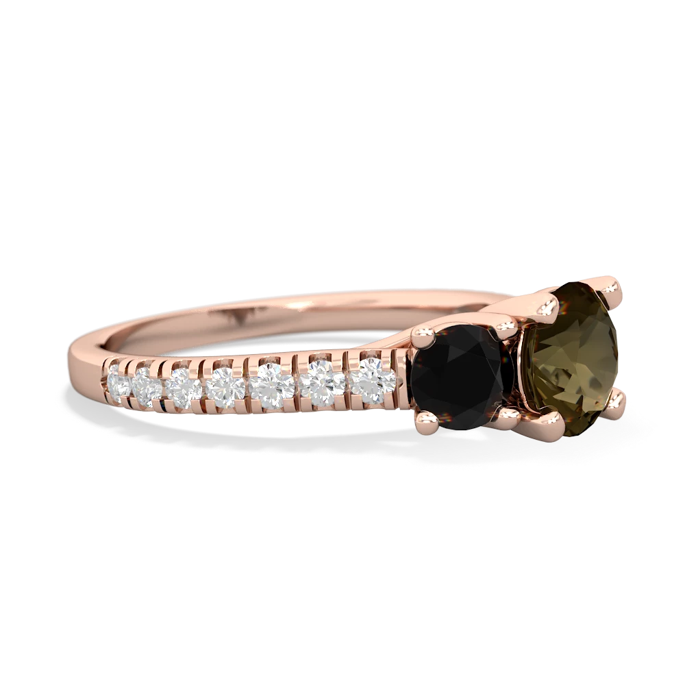 Smoky Quartz Pave Trellis 14K Rose Gold ring R5500