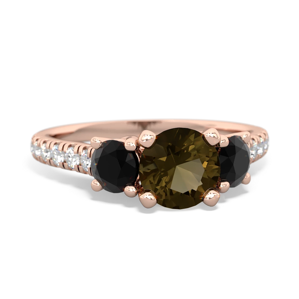 Smoky Quartz Pave Trellis 14K Rose Gold ring R5500