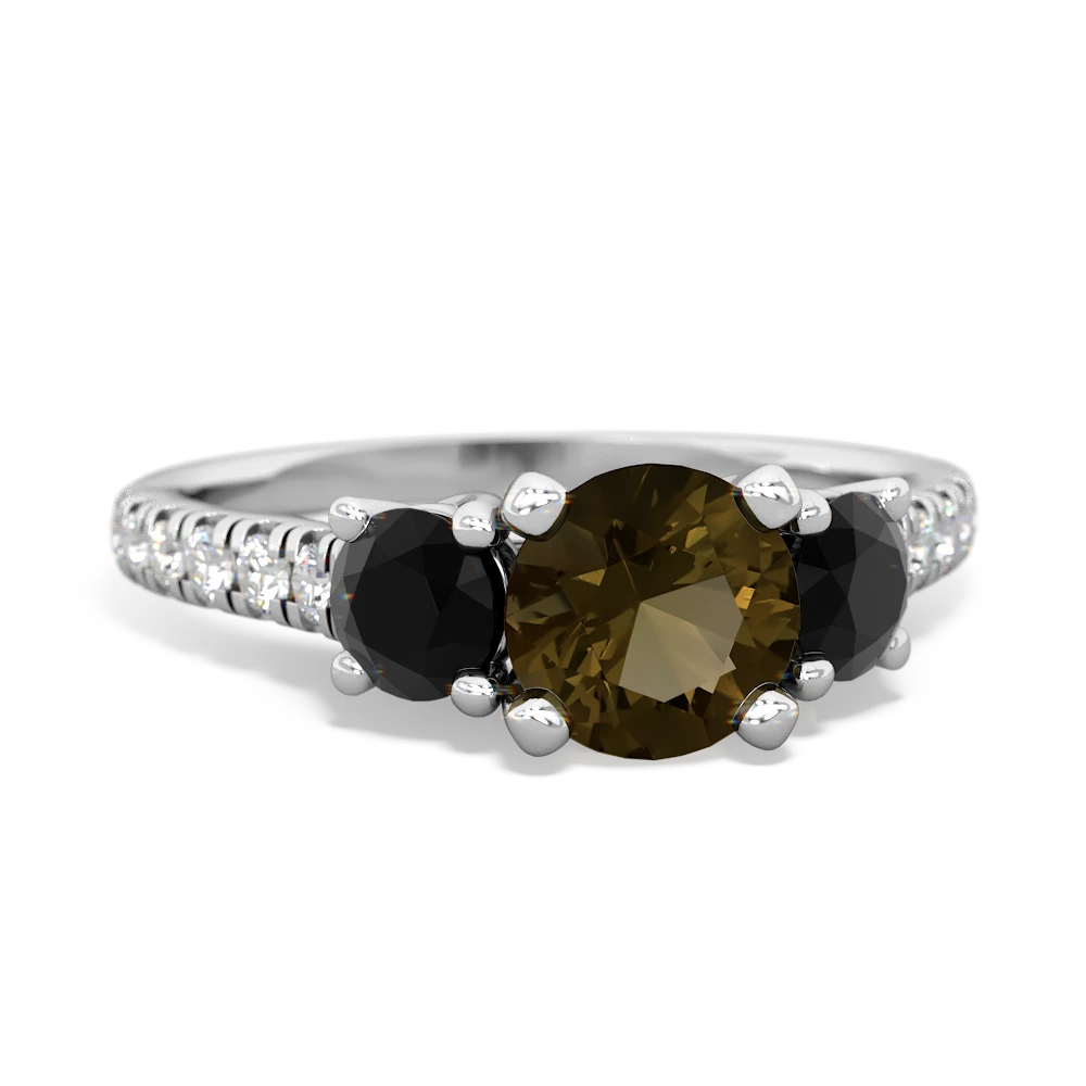 Smoky Quartz Pave Trellis 14K White Gold ring R5500