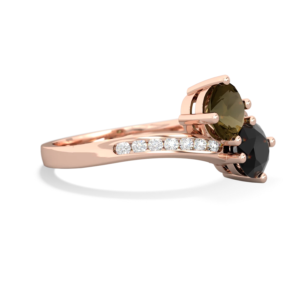 Smoky Quartz Channel Set Two Stone 14K Rose Gold ring R5303