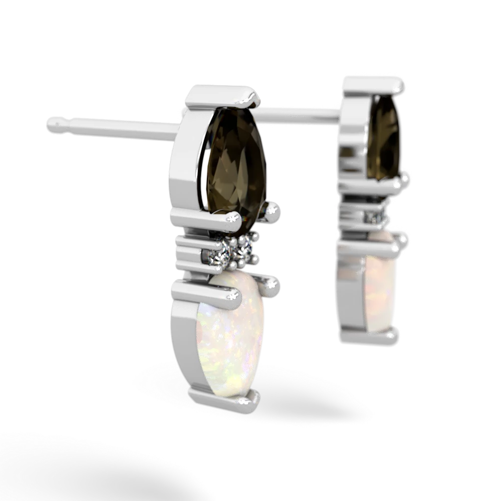 Smoky Quartz Bowtie Drop 14K White Gold earrings E0865