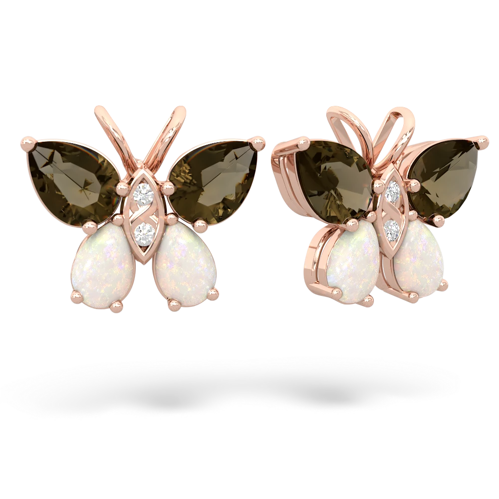 Smoky Quartz Butterfly 14K Rose Gold earrings E2215