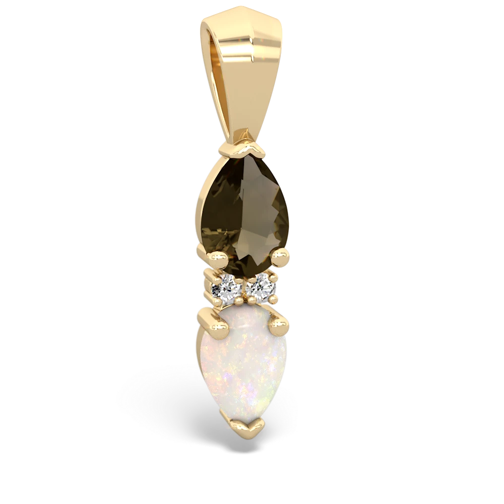 Smoky Quartz Bowtie Drop 14K Yellow Gold pendant P0865