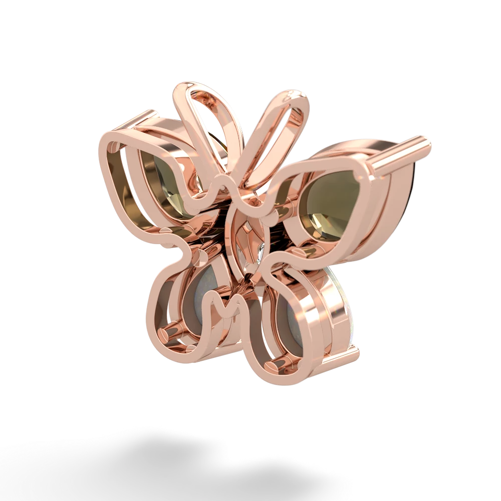 Smoky Quartz Butterfly 14K Rose Gold pendant P2215