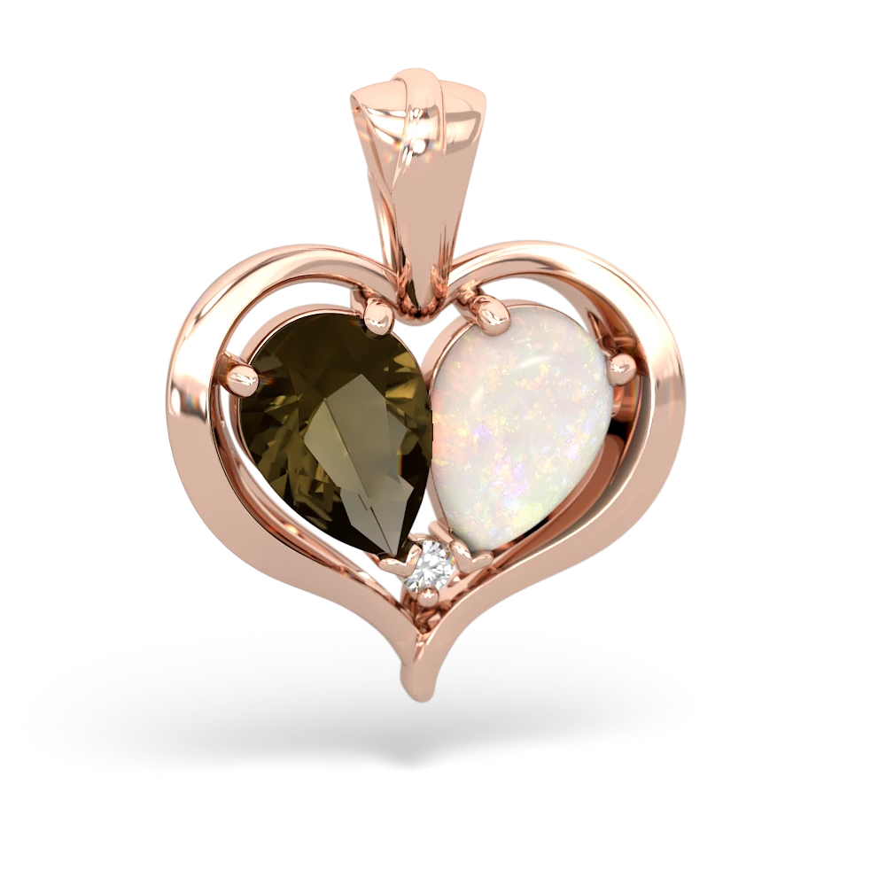 Smoky Quartz Two Become One 14K Rose Gold pendant P5330