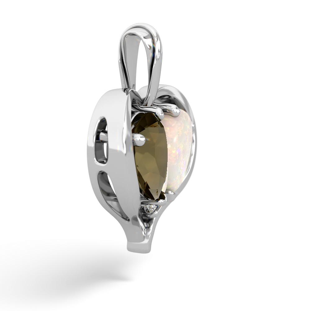 Smoky Quartz Two Become One 14K White Gold pendant P5330