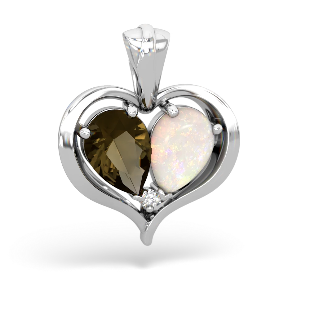 Smoky Quartz Two Become One 14K White Gold pendant P5330