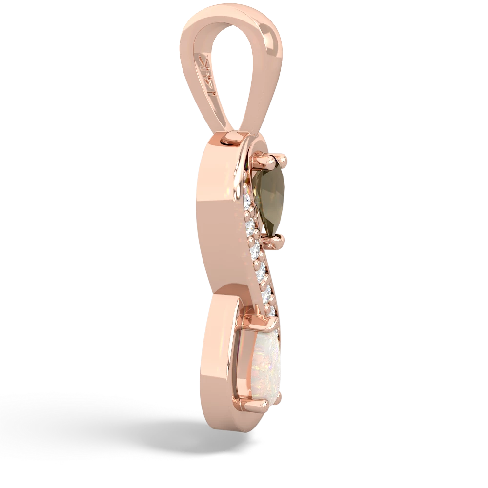 Smoky Quartz Diamond Infinity 14K Rose Gold pendant P5390