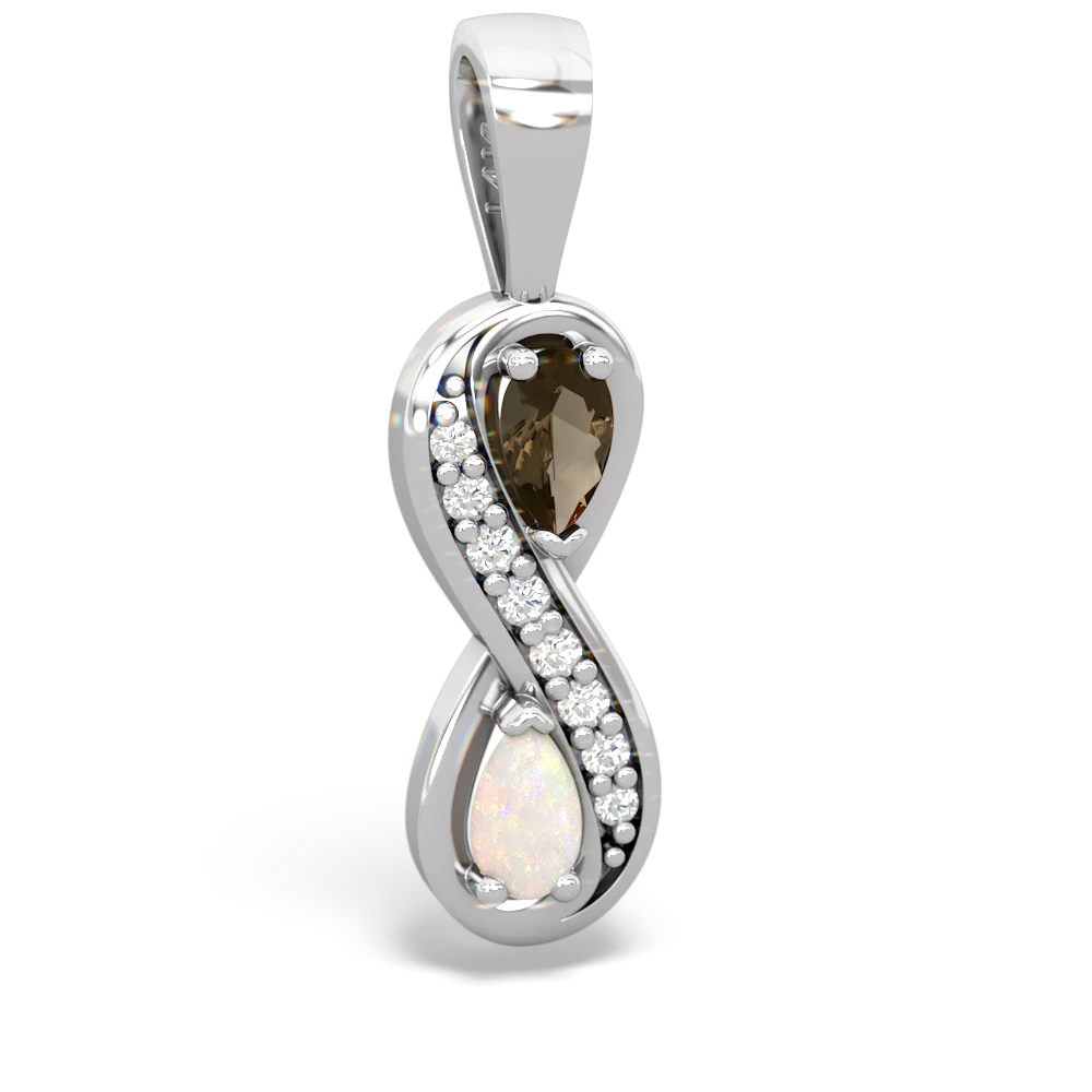 Smoky Quartz Diamond Infinity 14K White Gold pendant P5390