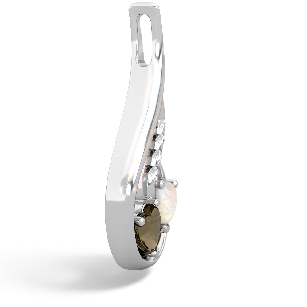 Smoky Quartz Keepsake Curves 14K White Gold pendant P5450