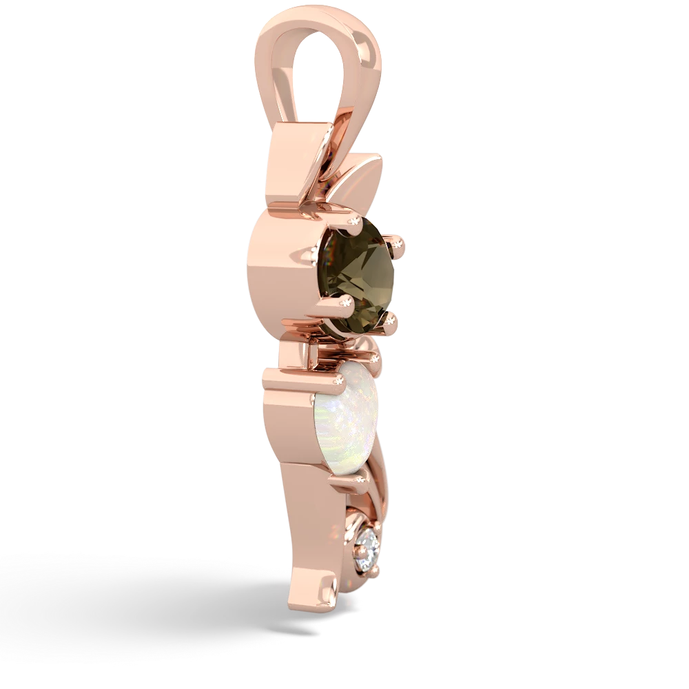 Smoky Quartz Kitten 14K Rose Gold pendant P5780