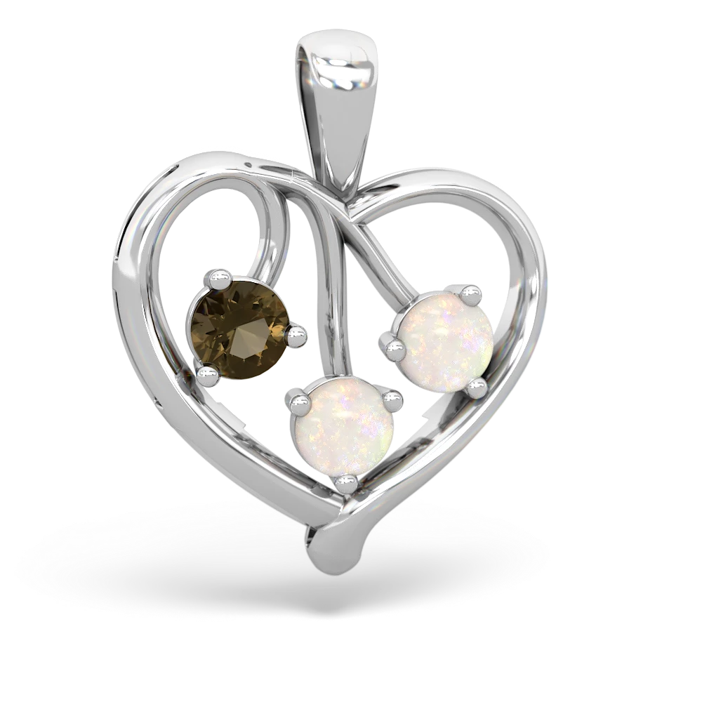 Smoky Quartz Glowing Heart 14K White Gold pendant P2233