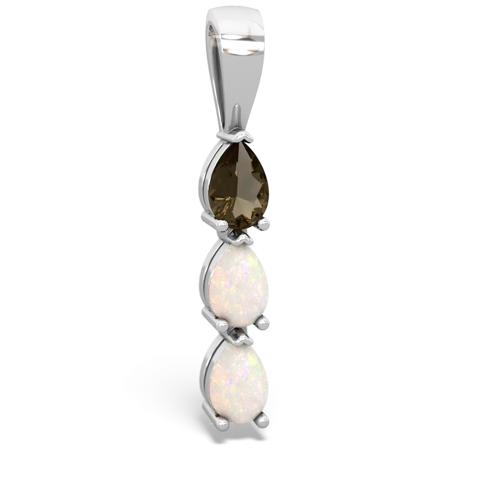 Smoky Quartz Dew Drops 14K White Gold pendant P2251