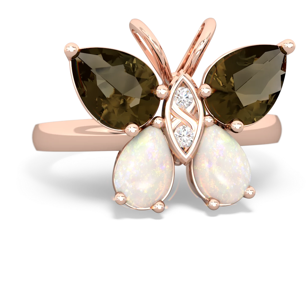 Smoky Quartz Butterfly 14K Rose Gold ring R2215