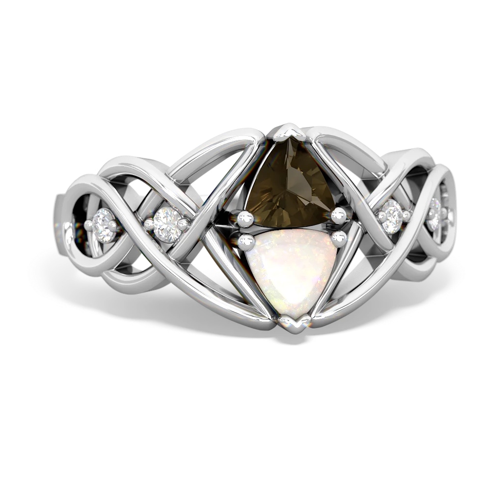 Smoky Quartz Keepsake Celtic Knot 14K White Gold ring R5300