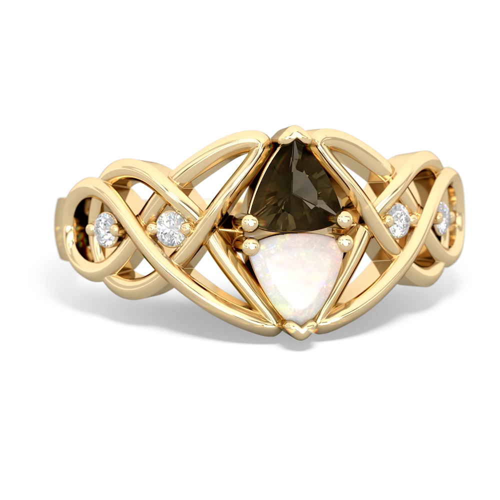 Smoky Quartz Keepsake Celtic Knot 14K Yellow Gold ring R5300