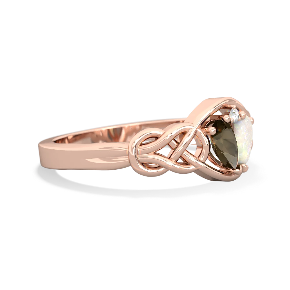 Smoky Quartz Celtic Love Knot 14K Rose Gold ring R5420