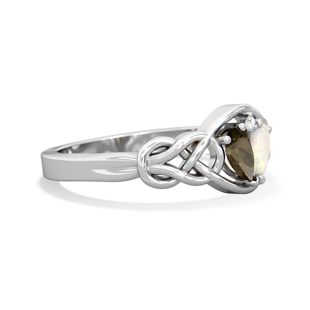 Smoky Quartz Celtic Love Knot 14K White Gold ring R5420