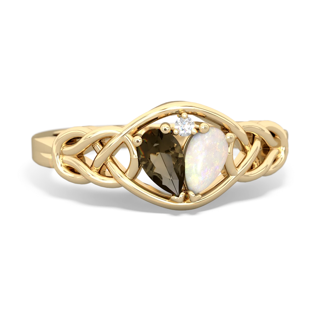 Smoky Quartz Celtic Love Knot 14K Yellow Gold ring R5420