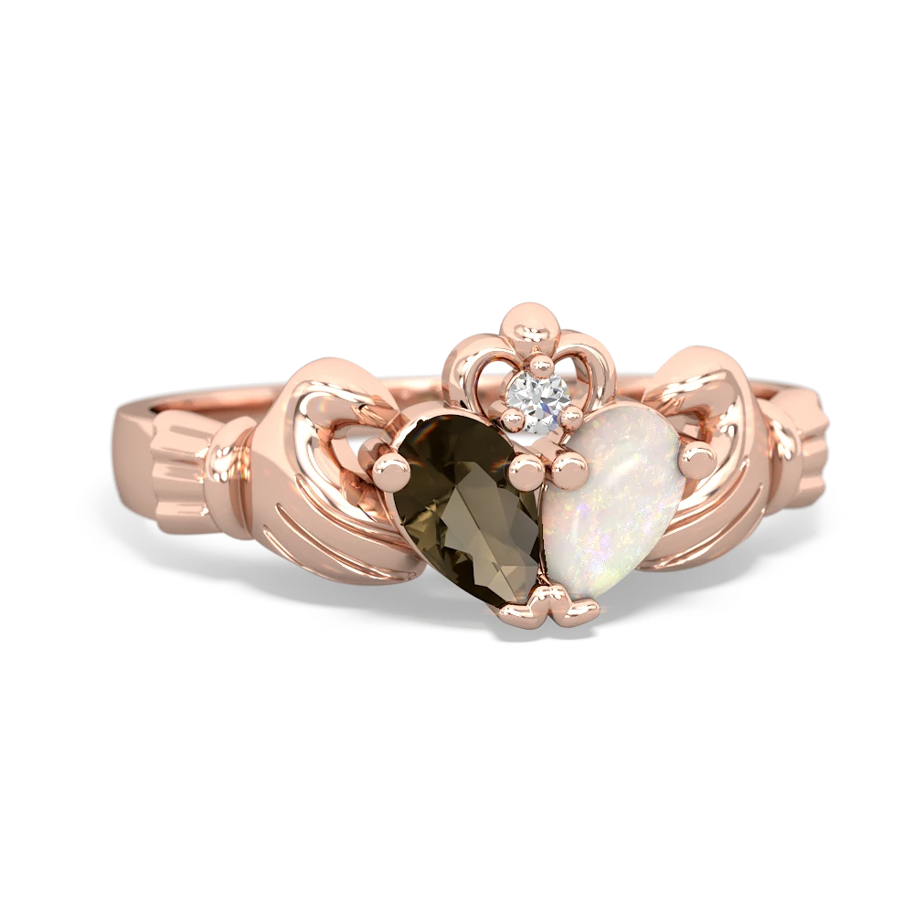 Smoky Quartz 'Our Heart' Claddagh 14K Rose Gold ring R2388