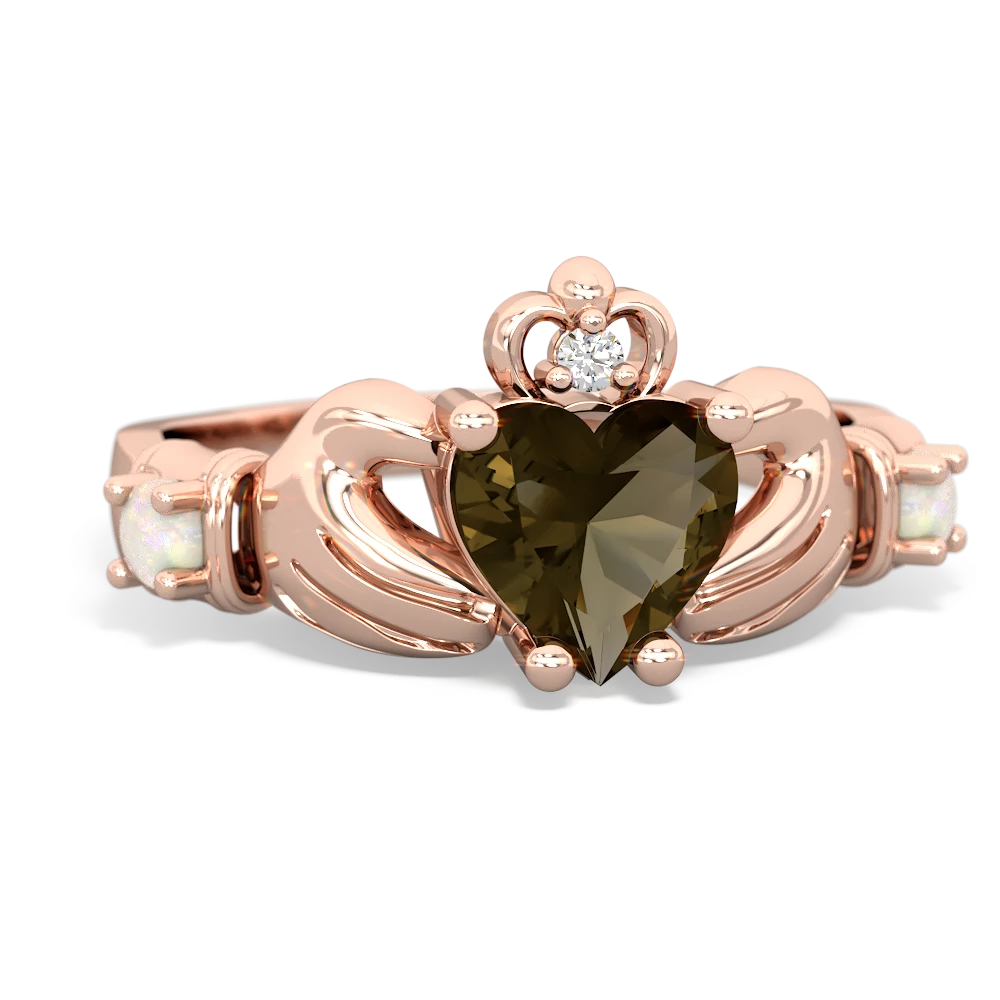 Smoky Quartz Claddagh Keepsake 14K Rose Gold ring R5245