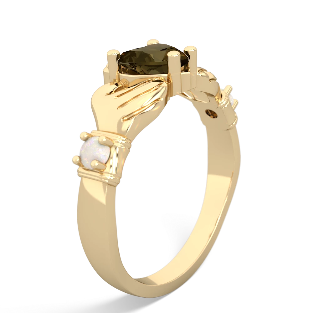 Smoky Quartz Claddagh Keepsake 14K Yellow Gold ring R5245