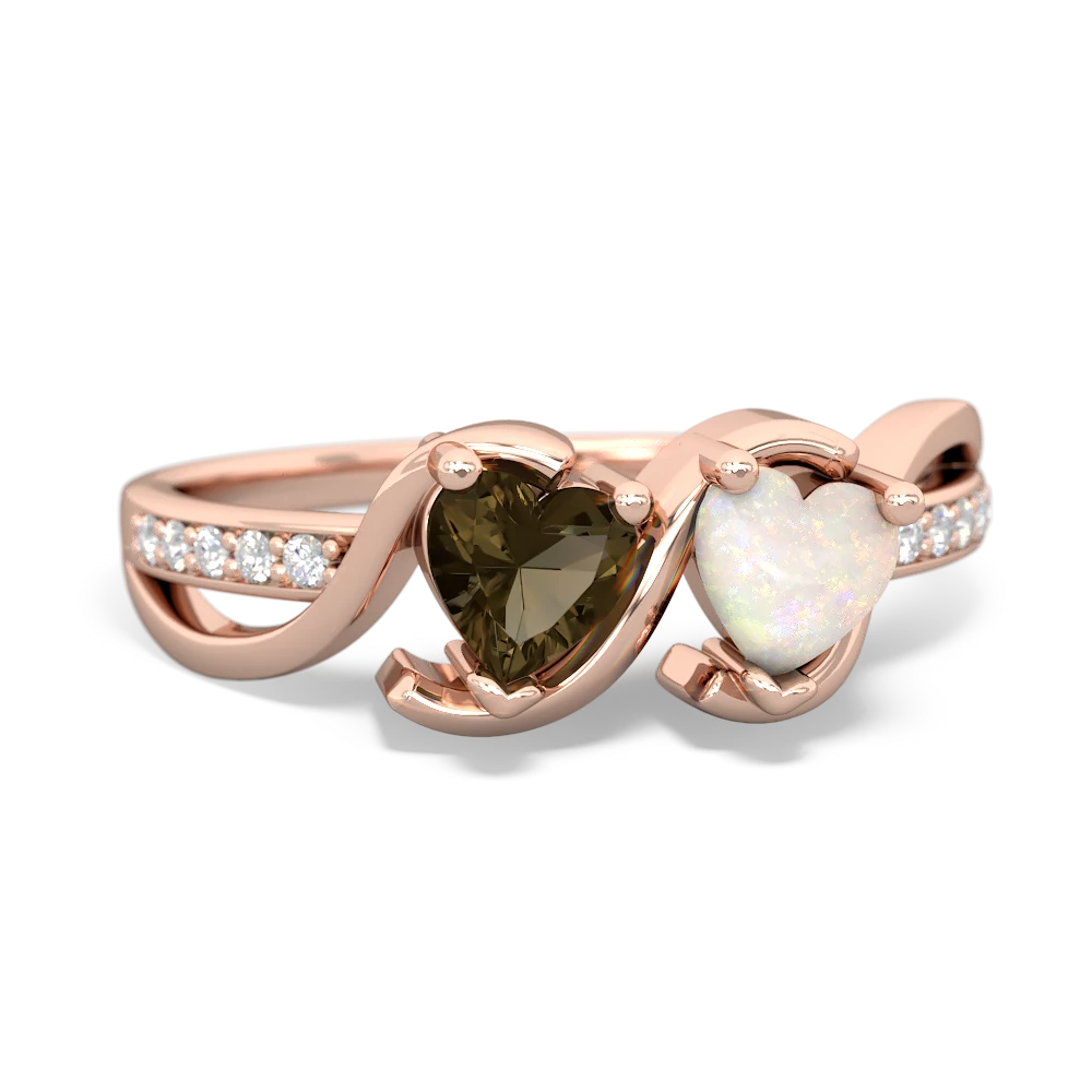 Smoky Quartz Side By Side 14K Rose Gold ring R3090