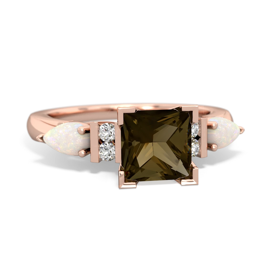 Smoky Quartz 6Mm Princess Eternal Embrace Engagement 14K Rose Gold ring C2002