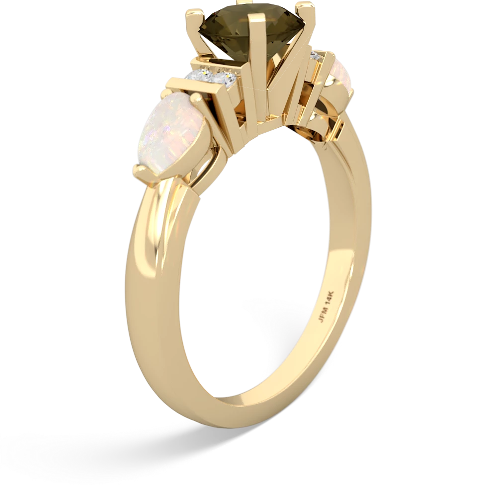 Smoky Quartz 6Mm Round Eternal Embrace Engagement 14K Yellow Gold ring R2005