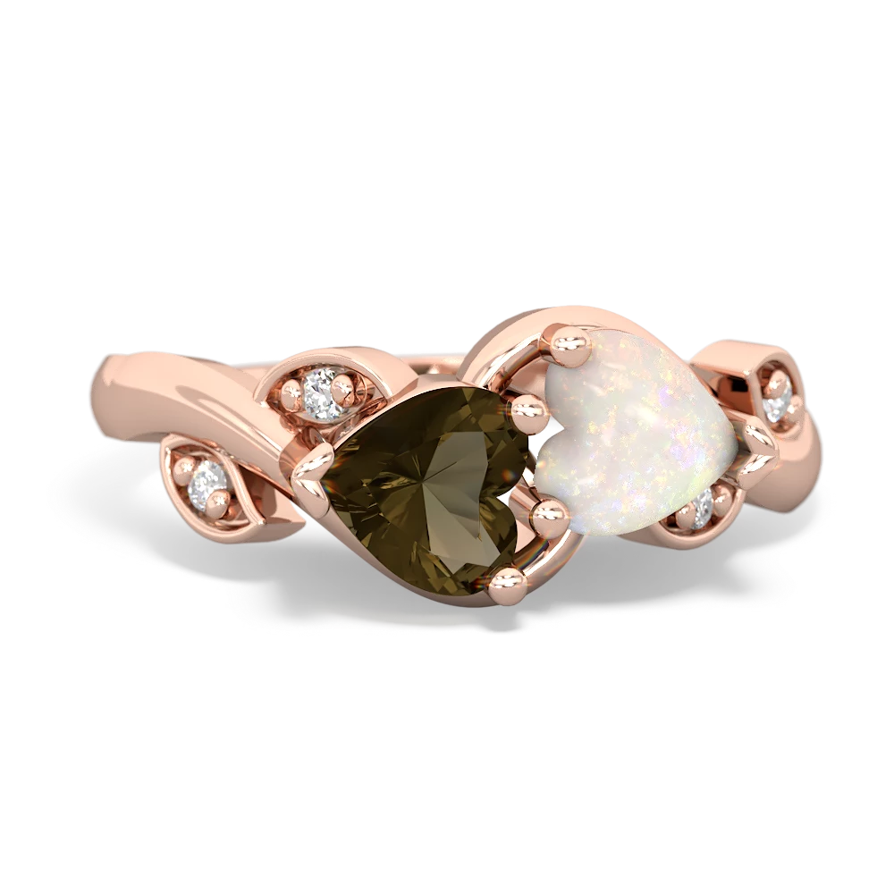 Smoky Quartz Floral Elegance 14K Rose Gold ring R5790