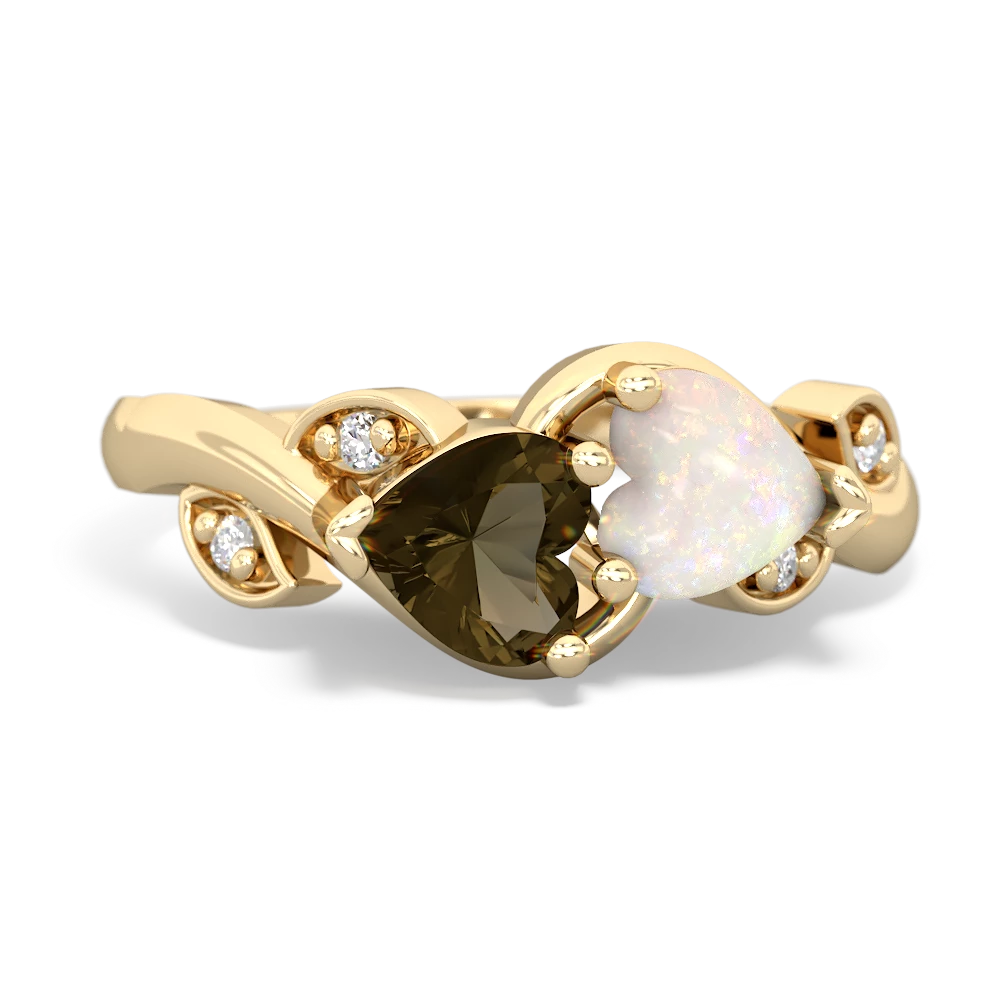 Smoky Quartz Floral Elegance 14K Yellow Gold ring R5790