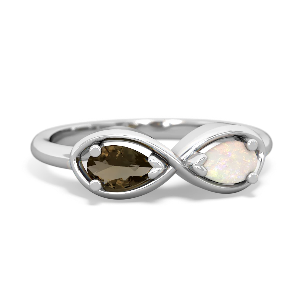 Smoky Quartz Infinity 14K White Gold ring R5050