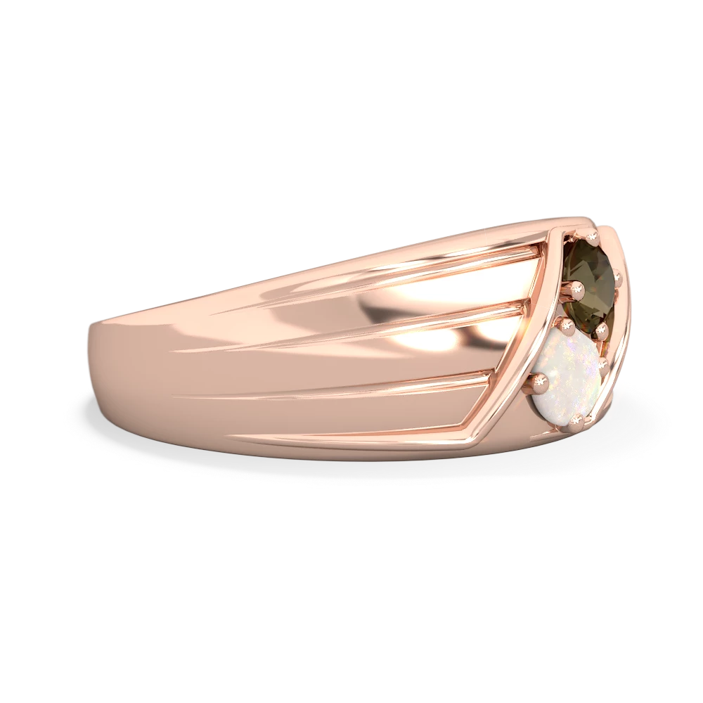 Smoky Quartz Men's Streamline 14K Rose Gold ring R0460