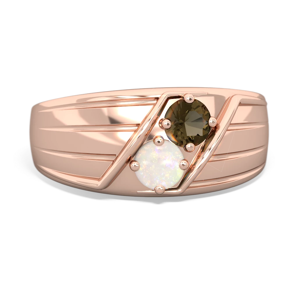 Smoky Quartz Men's Streamline 14K Rose Gold ring R0460