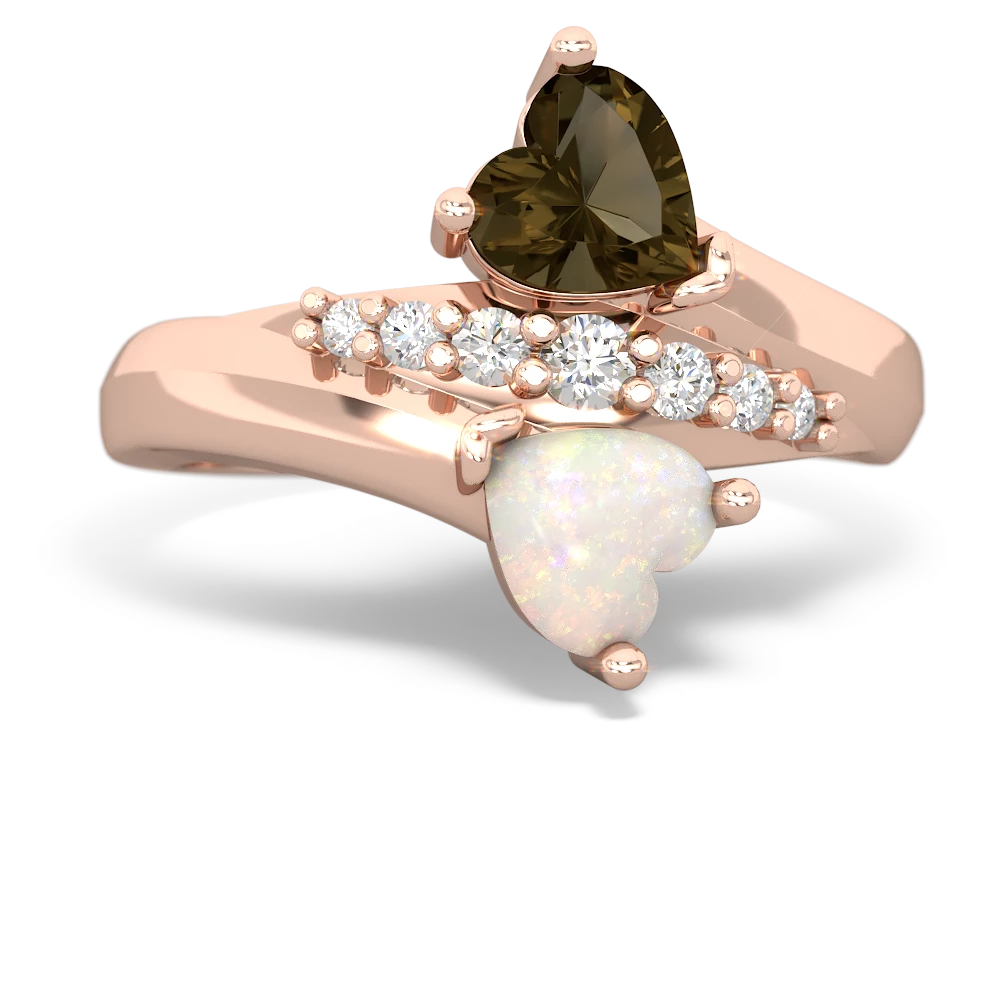 Smoky Quartz Heart To Heart 14K Rose Gold ring R2064