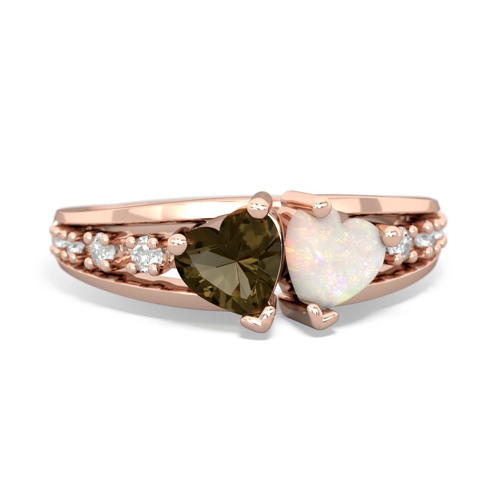 Smoky Quartz Heart To Heart 14K Rose Gold ring R3342