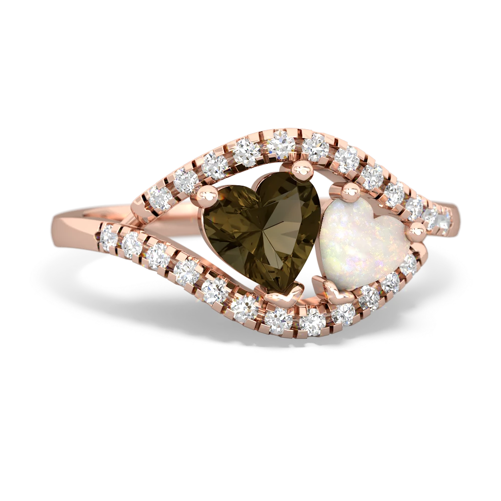 Smoky Quartz Mother And Child 14K Rose Gold ring R3010