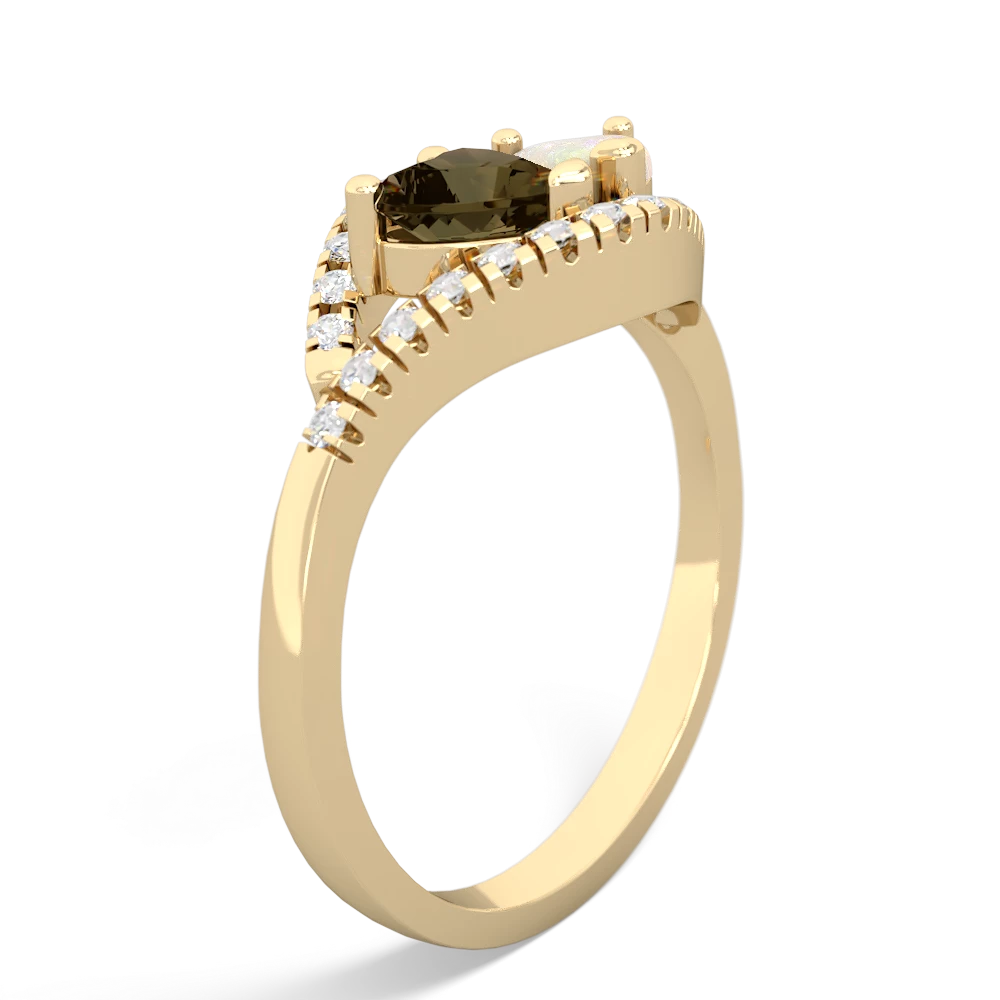 Smoky Quartz Mother And Child 14K Yellow Gold ring R3010