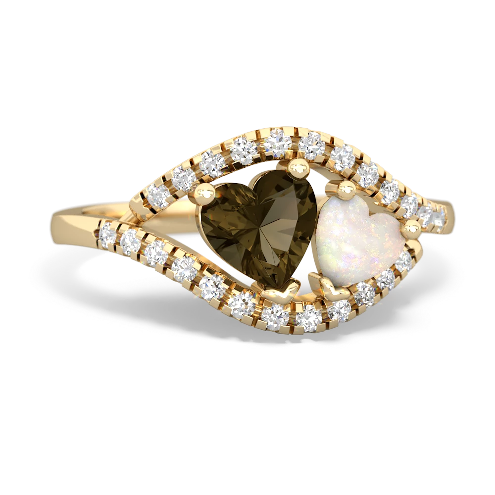 Smoky Quartz Mother And Child 14K Yellow Gold ring R3010