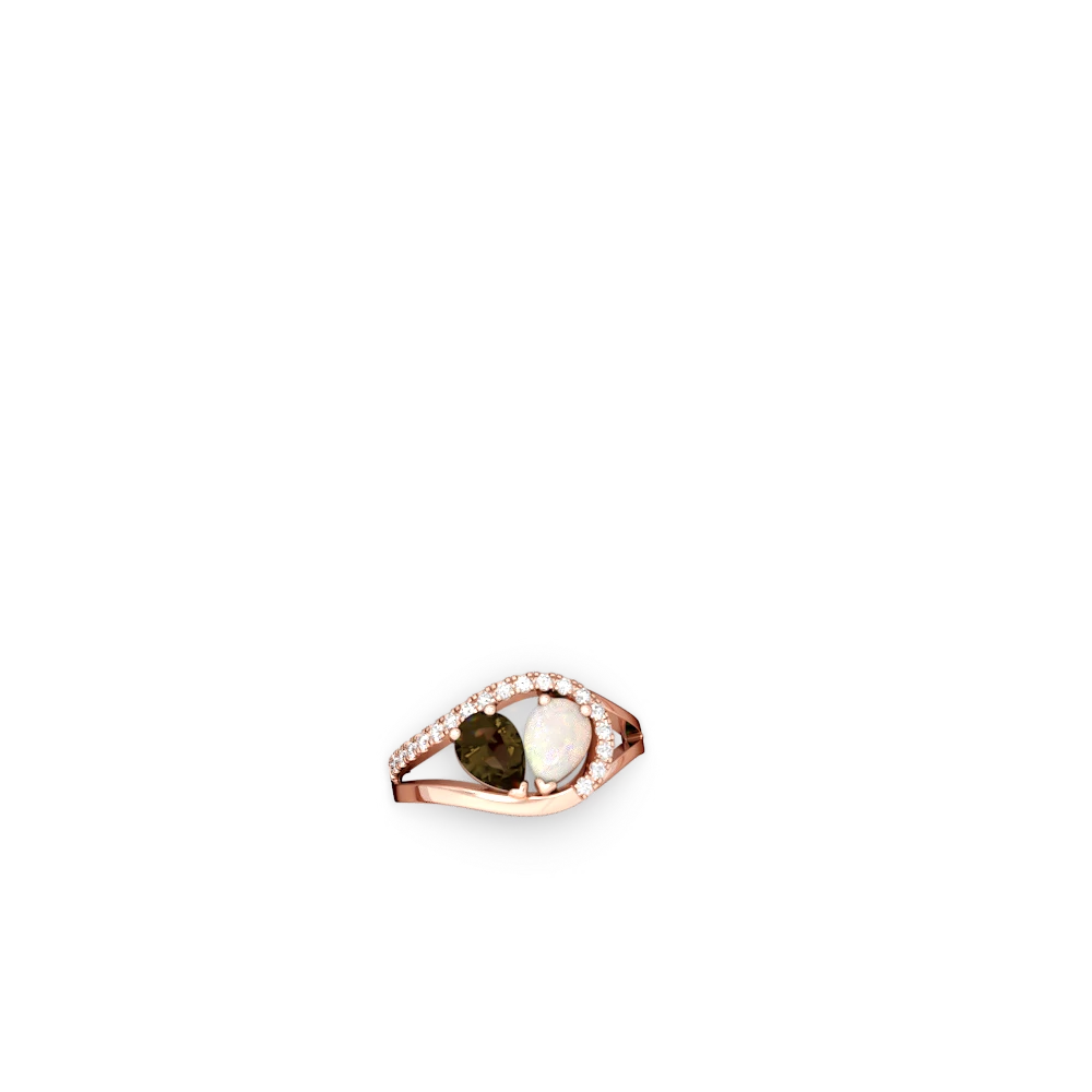 Smoky Quartz Nestled Heart Keepsake 14K Rose Gold ring R5650