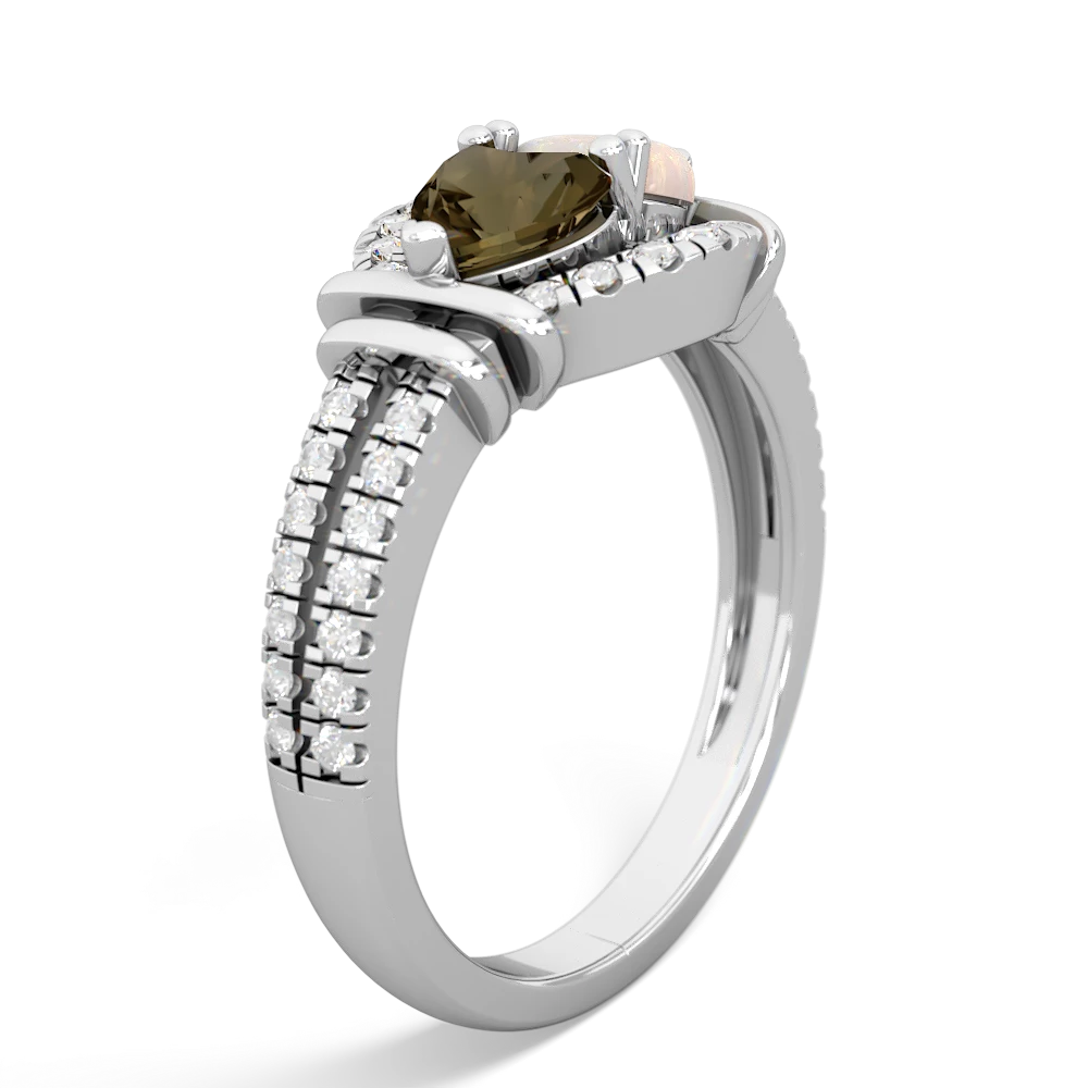 Smoky Quartz Art-Deco Keepsake 14K White Gold ring R5630