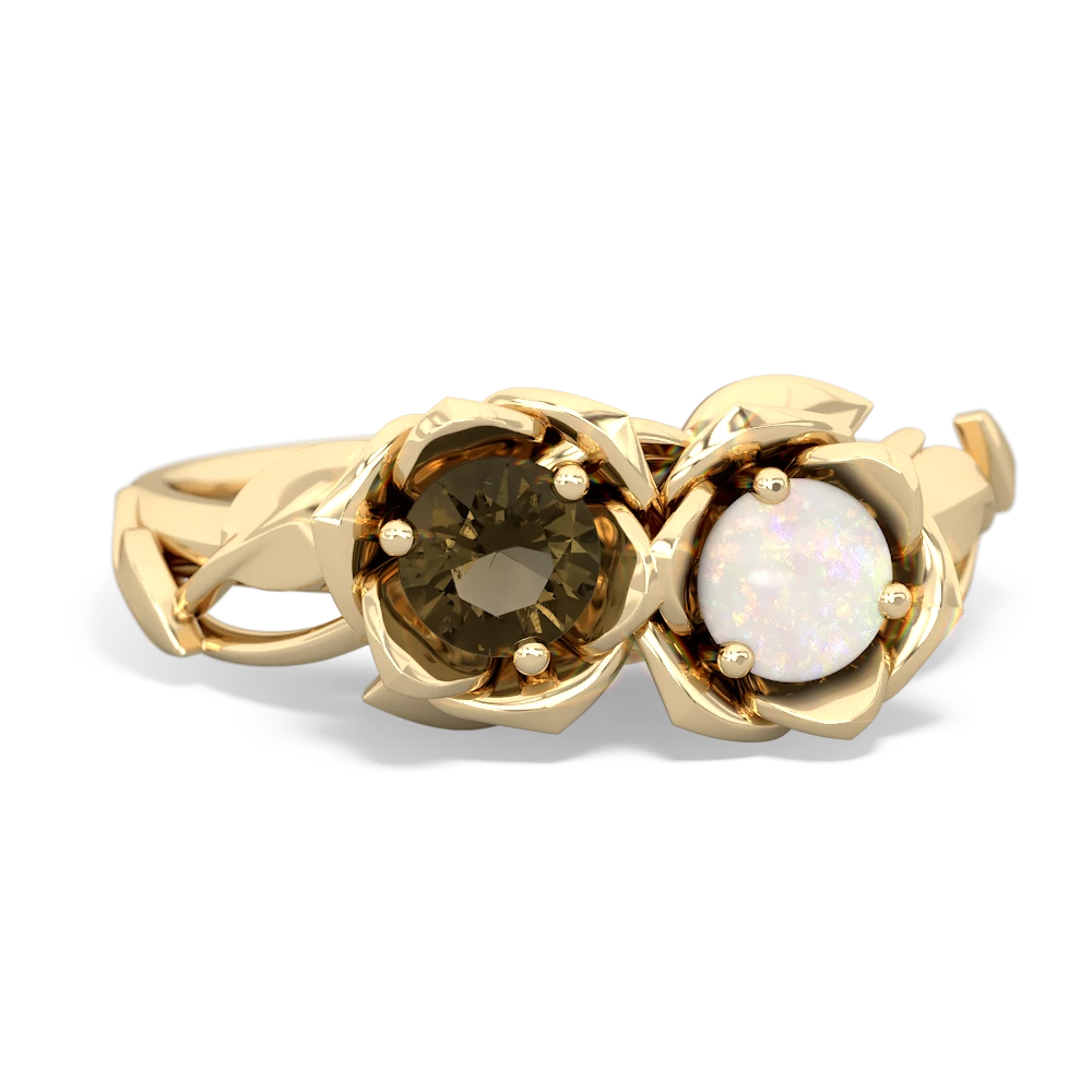 Smoky Quartz Rose Garden 14K Yellow Gold ring R5510