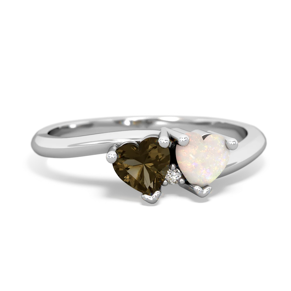 Smoky Quartz Sweethearts 14K White Gold ring R5260