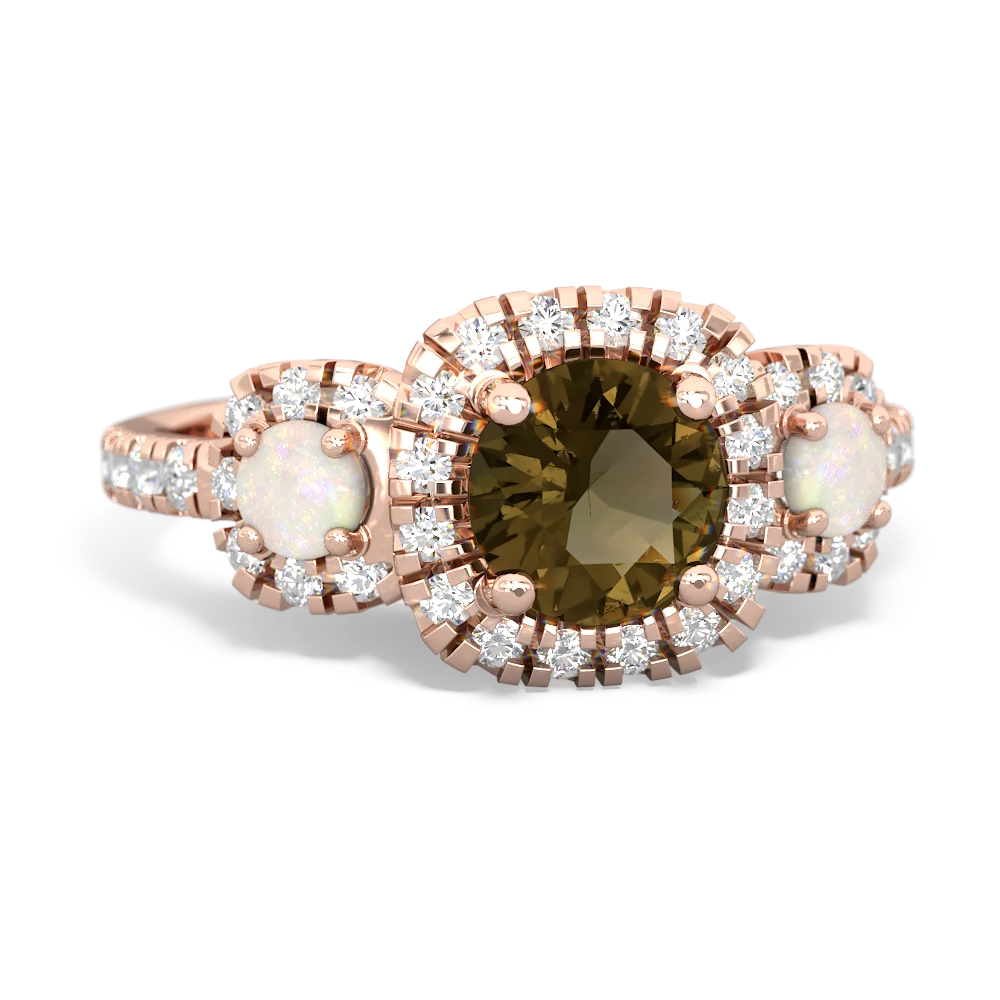 Smoky Quartz Regal Halo 14K Rose Gold ring R5350