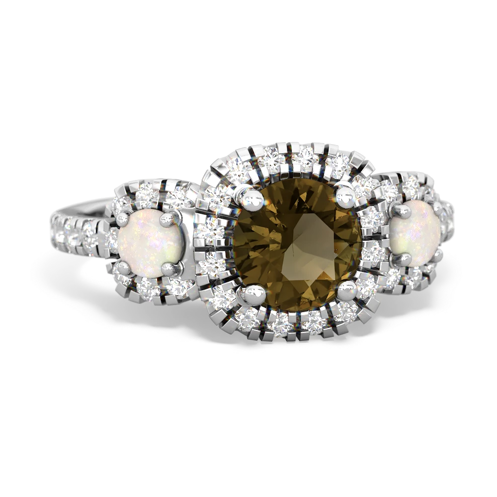 Smoky Quartz Regal Halo 14K White Gold ring R5350