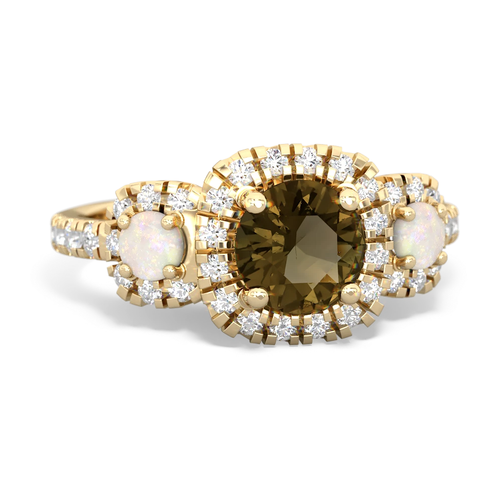 Smoky Quartz Regal Halo 14K Yellow Gold ring R5350