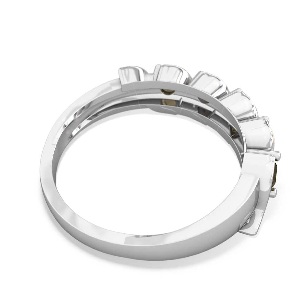 Smoky Quartz Anniversary Band 14K White Gold ring R2089