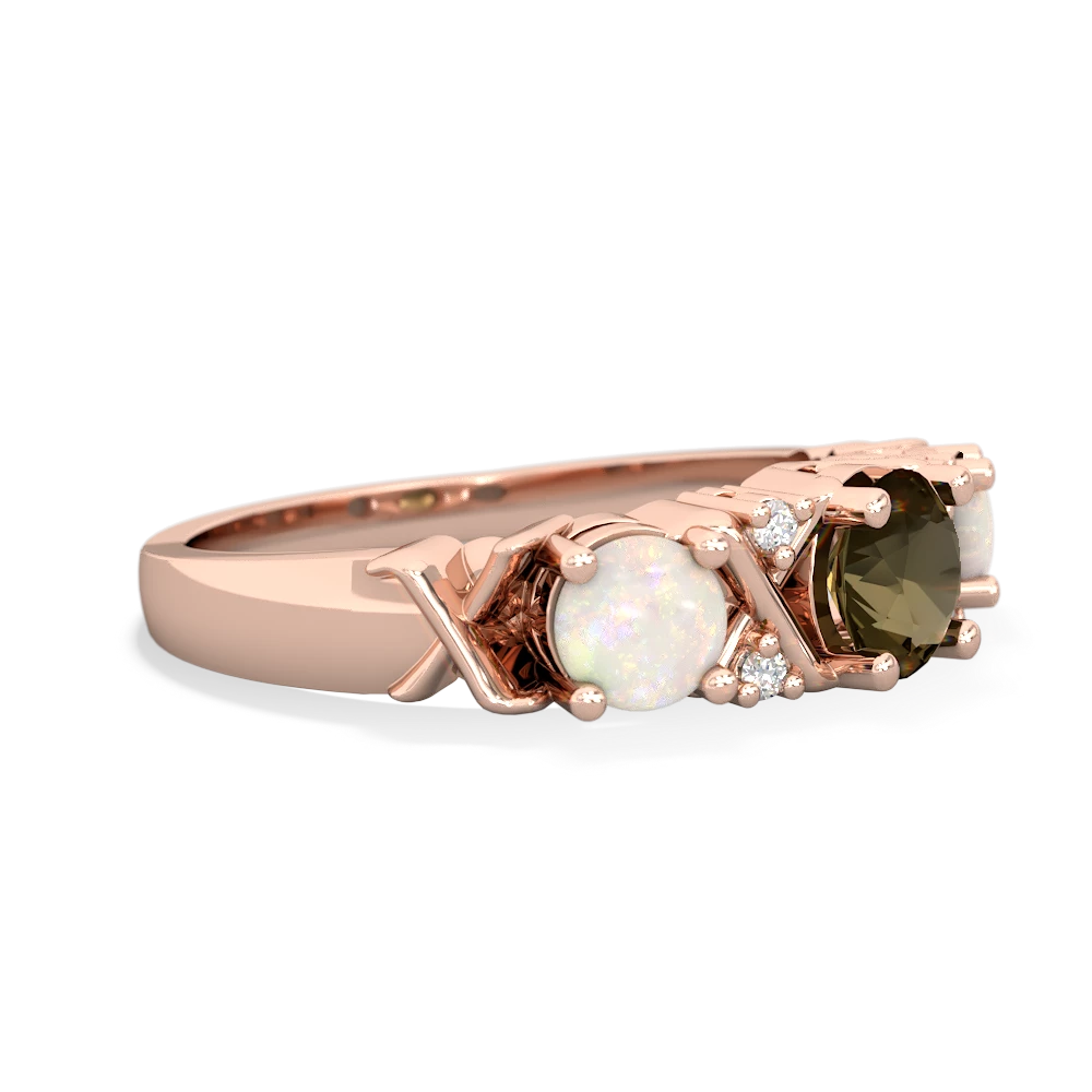 Smoky Quartz Hugs And Kisses 14K Rose Gold ring R5016