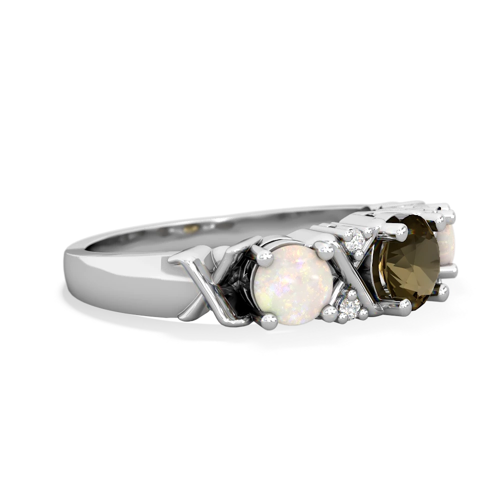 Smoky Quartz Hugs And Kisses 14K White Gold ring R5016