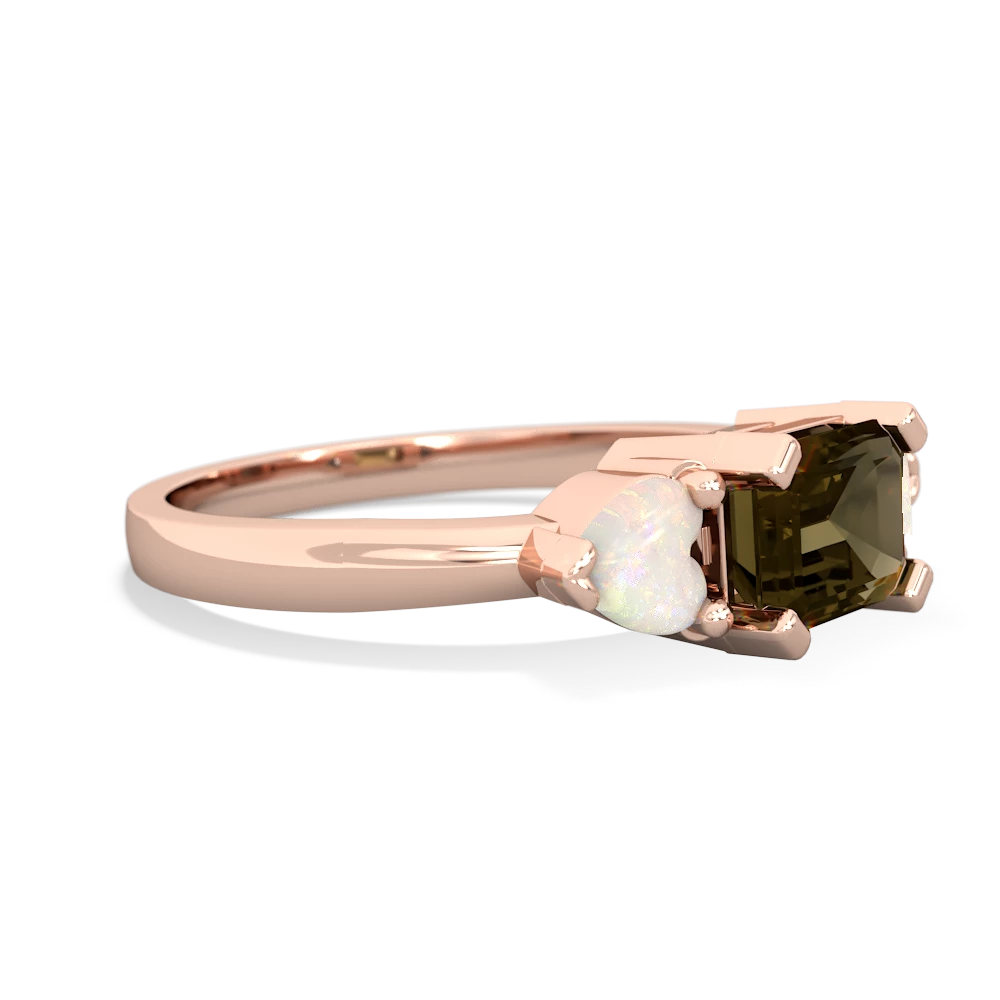 Smoky Quartz Three Stone 14K Rose Gold ring R5235